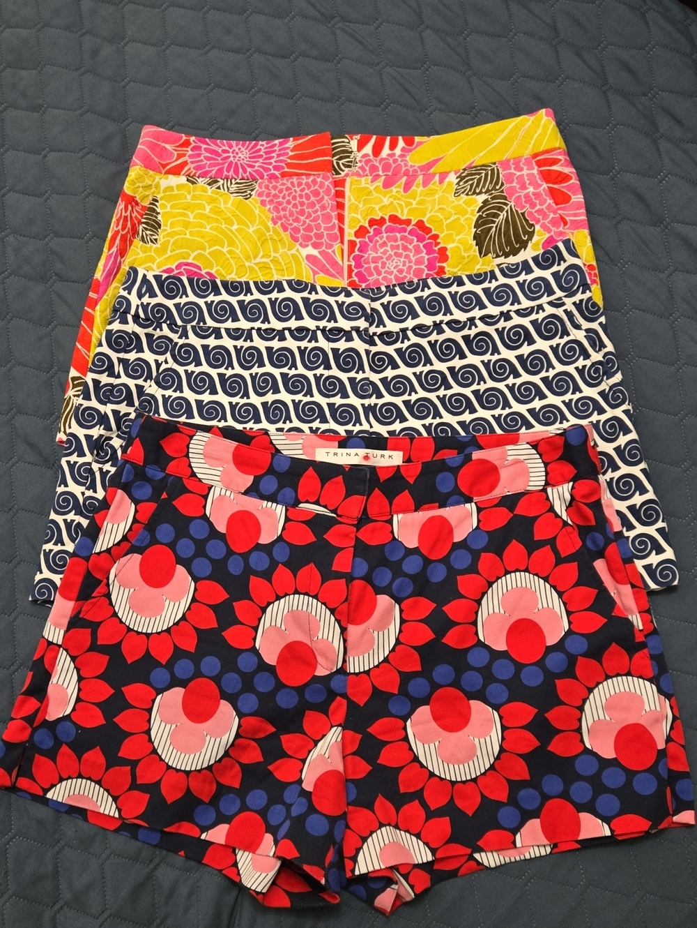 Trina Turk Red, Blue, Pink Floral-Print Skort